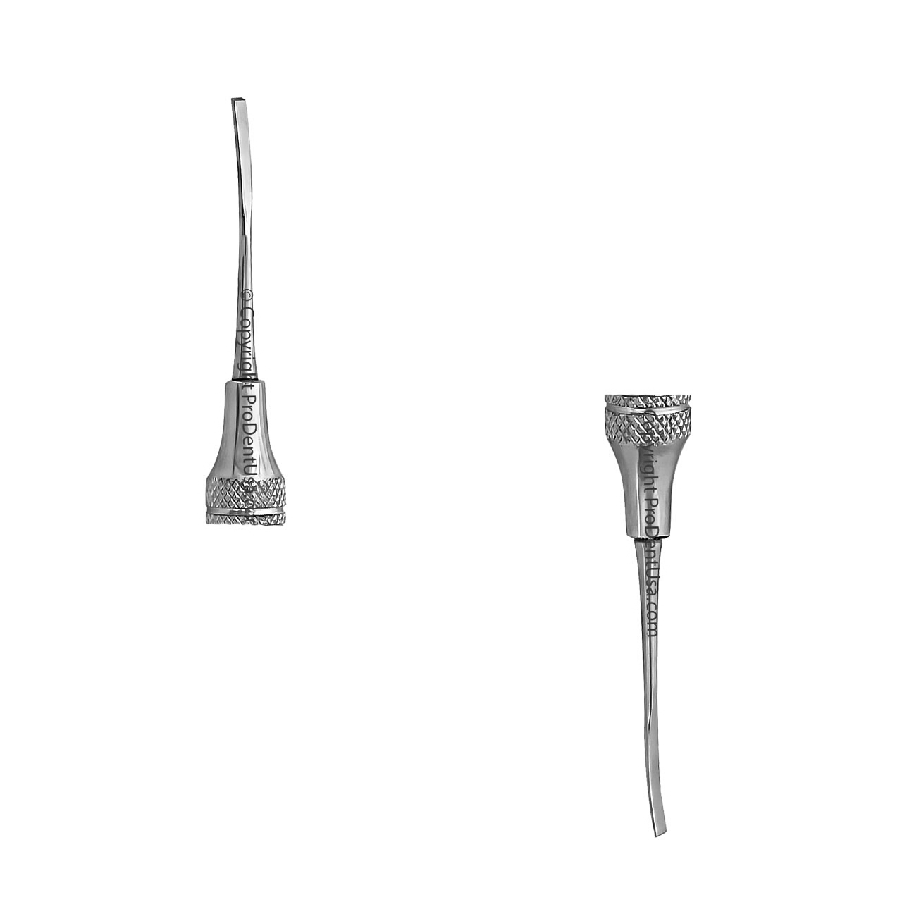 a pair of stainless steel dental instrument tips