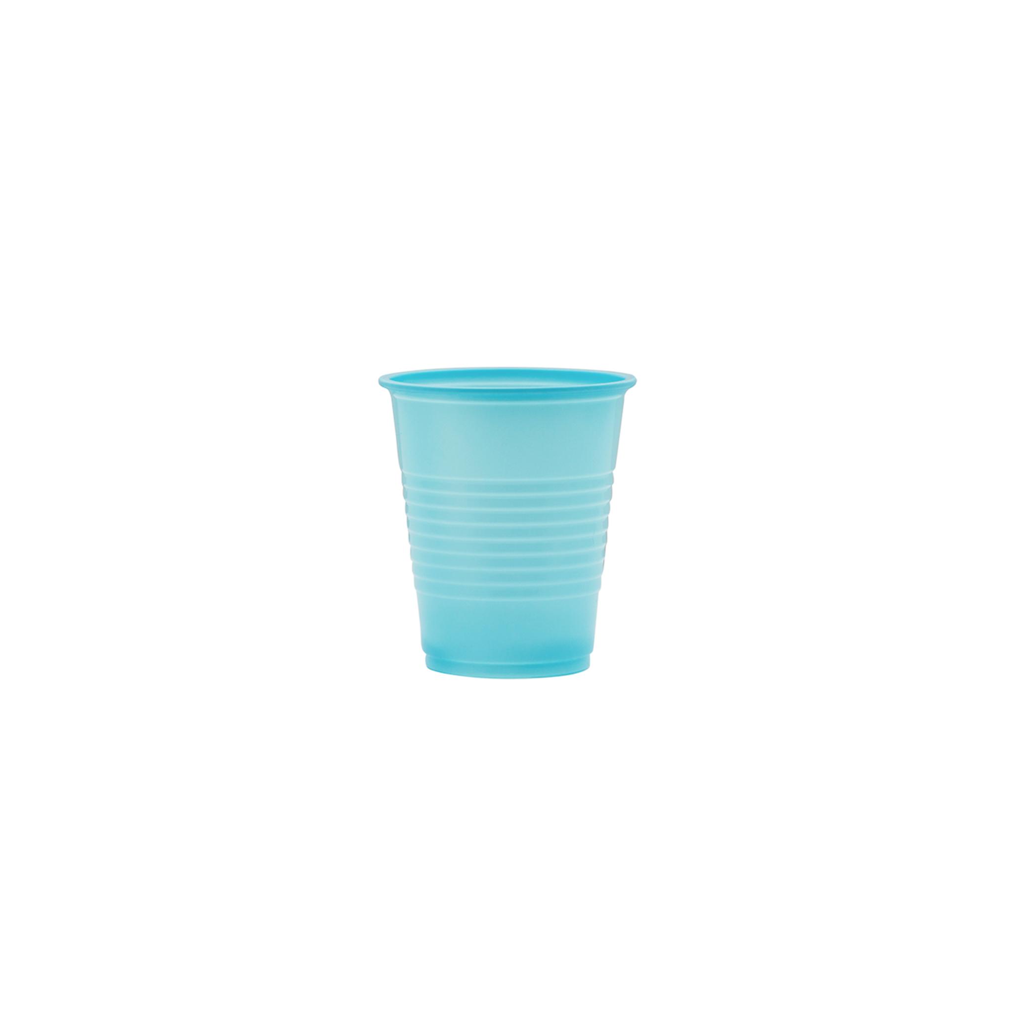a light blue plastic cup on a white background