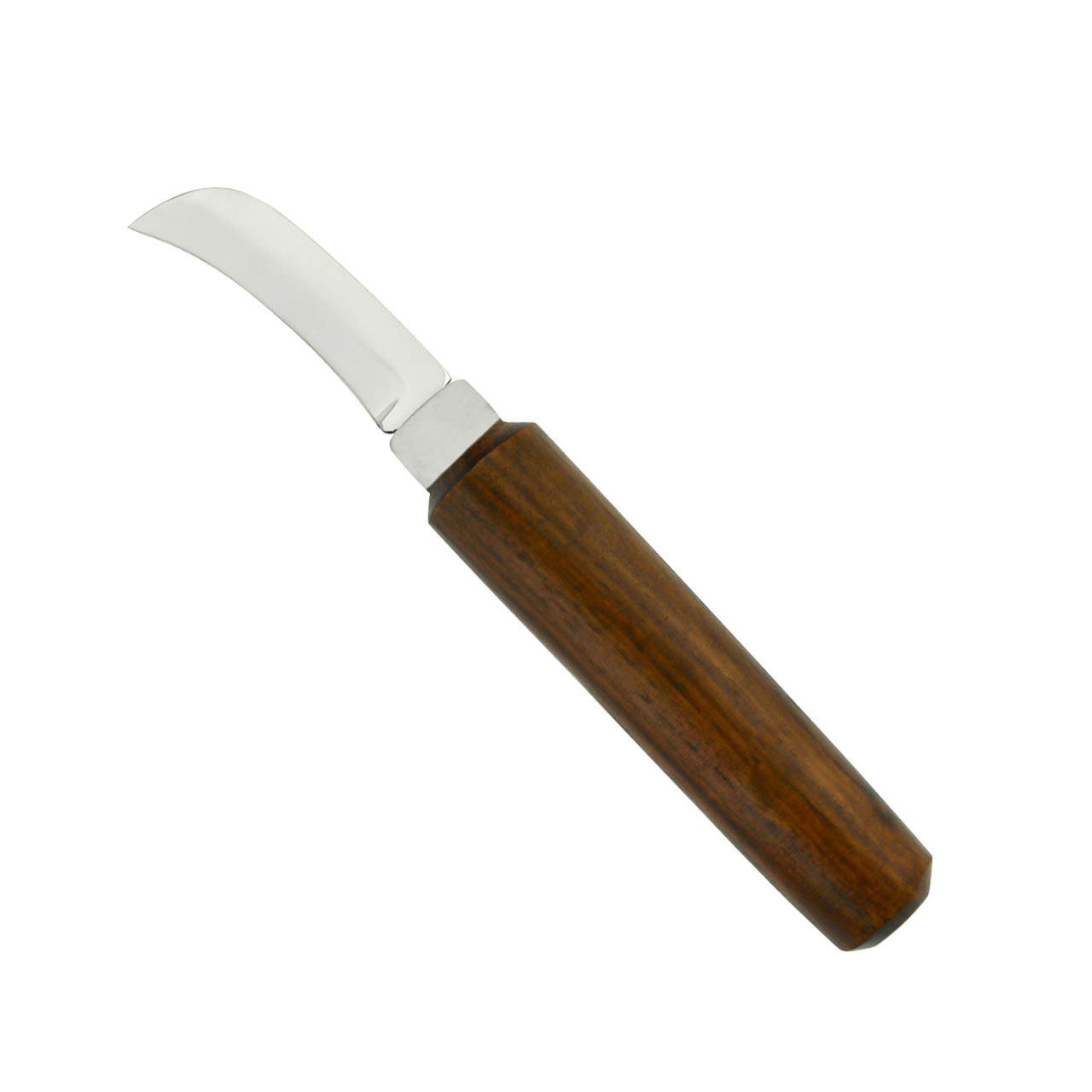 a close up of a curved dental knife