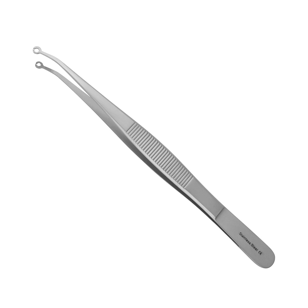 a pair of tweezers with two holes in the ends on a white background .