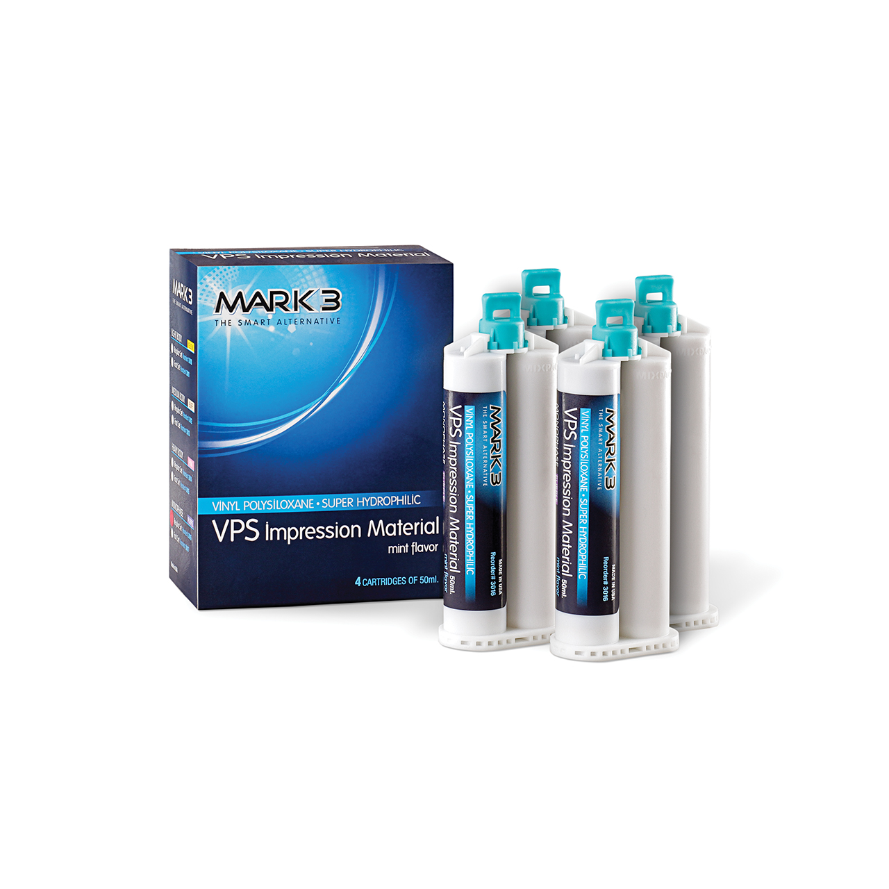 a box of Mark 3 VPS impression material with 4 cartridges