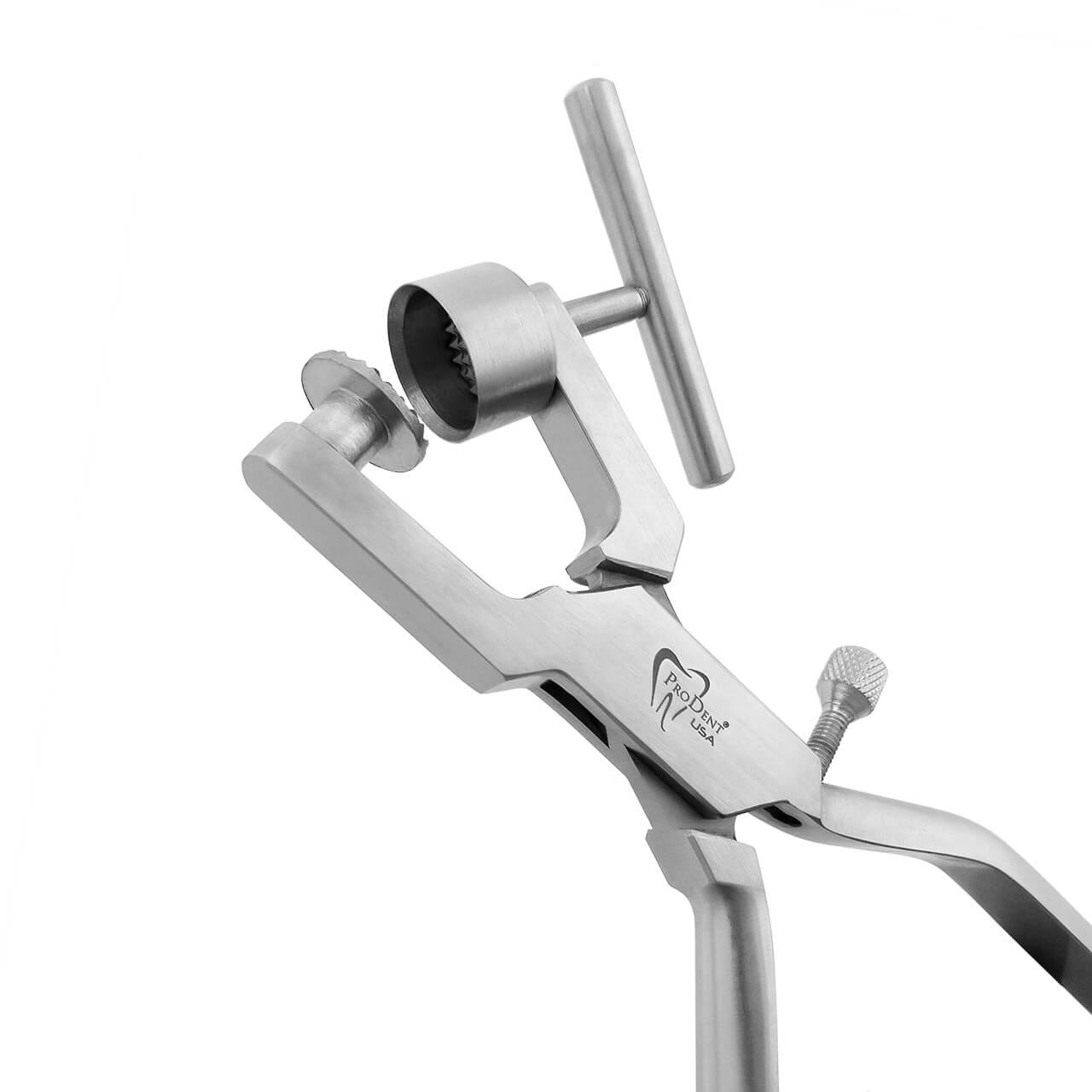 a close up of a pair of pliers on a stand on a white background .