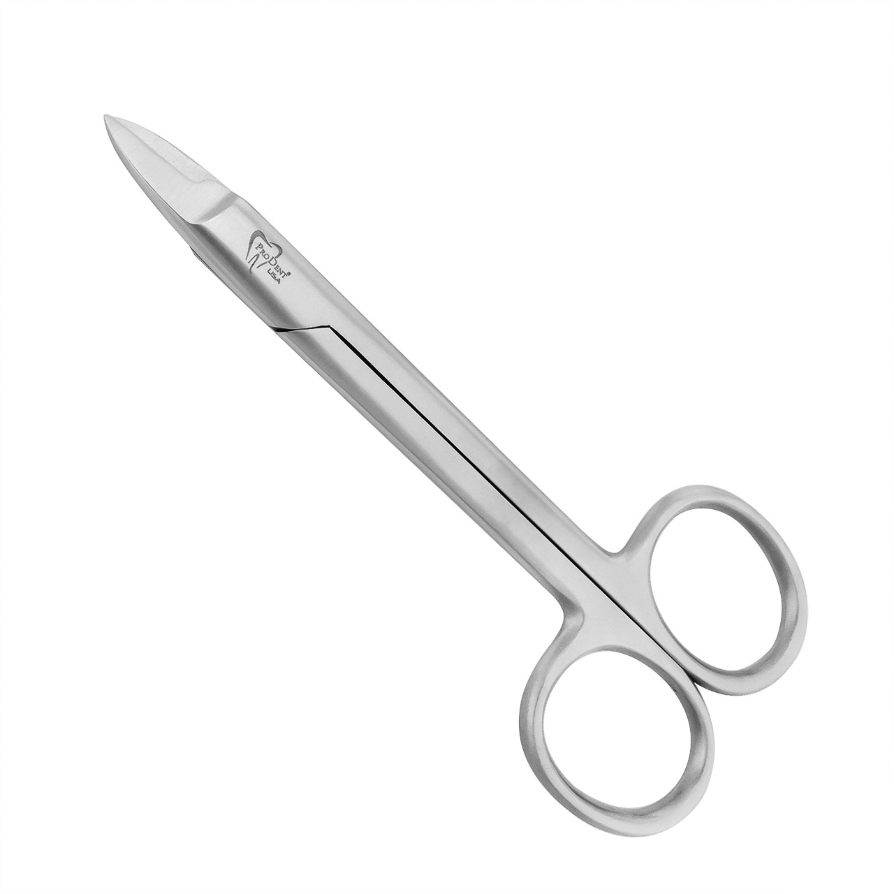 a pair of stainless steel scissors on a white background