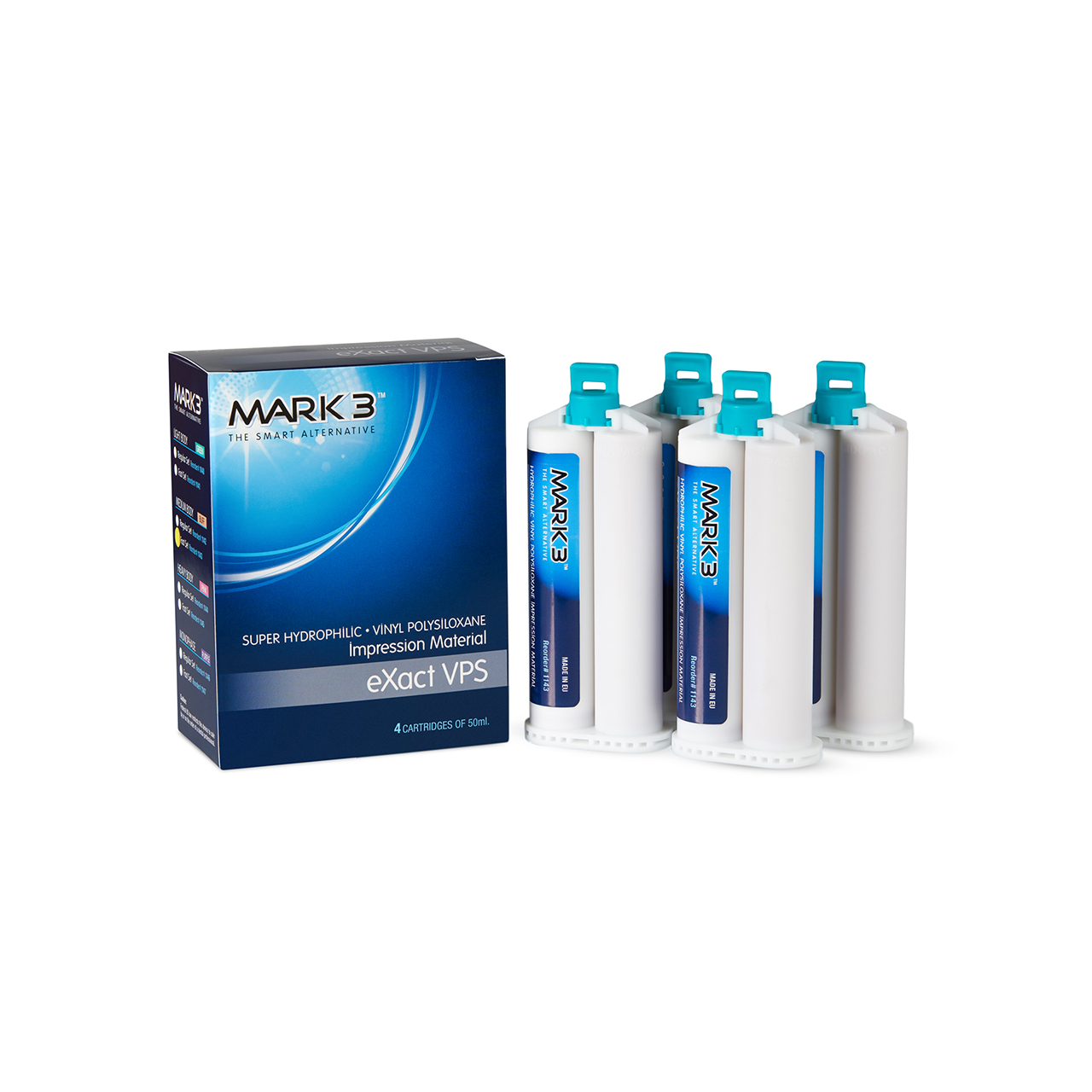 a box of Mark 3 exact VPS impression material with 4 cartridges