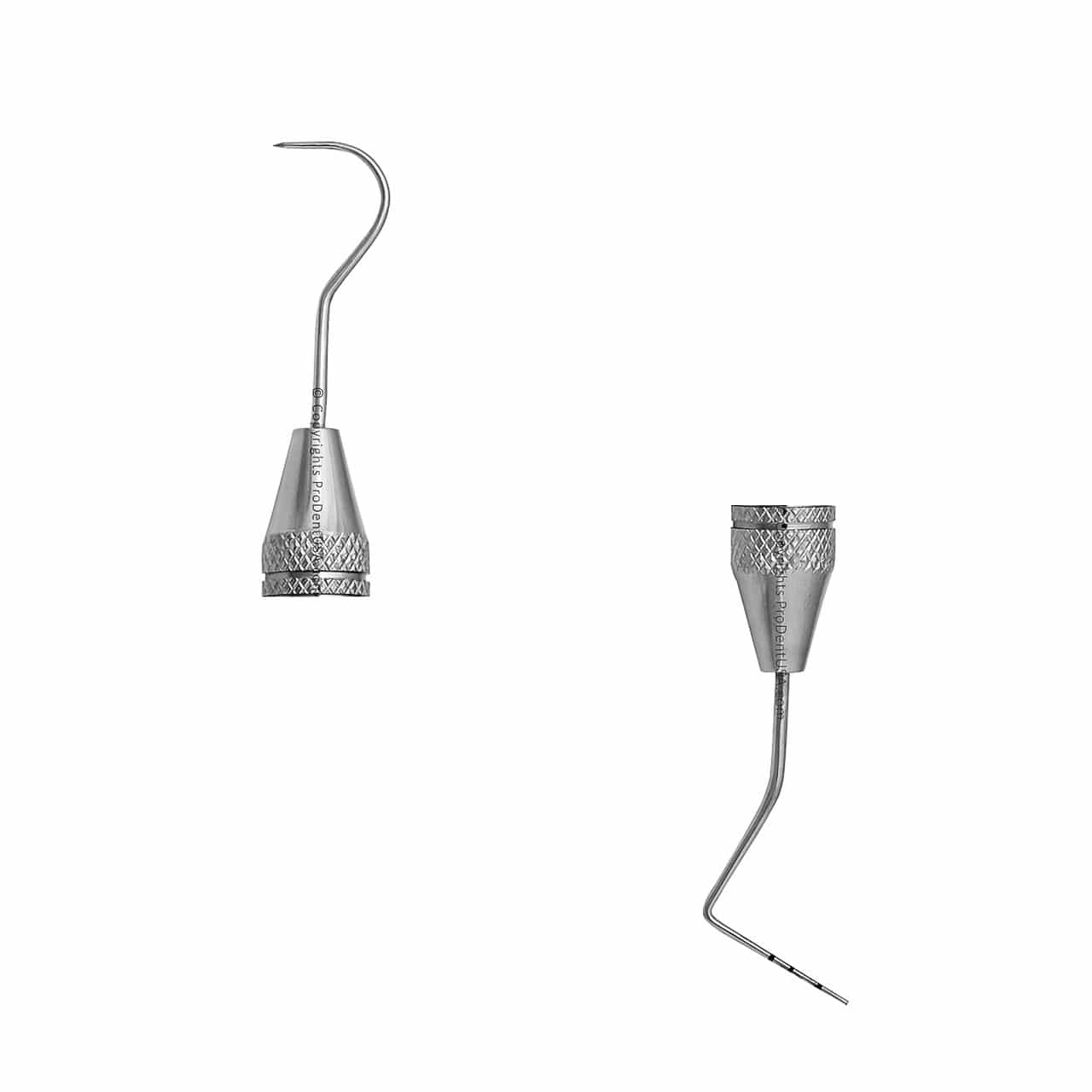 a pair of dental probes on a white background