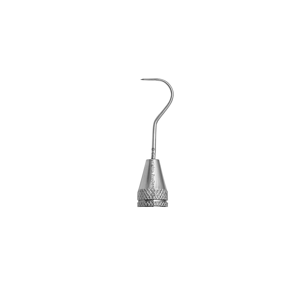 a stainless steel hook with a long handle on a white background .