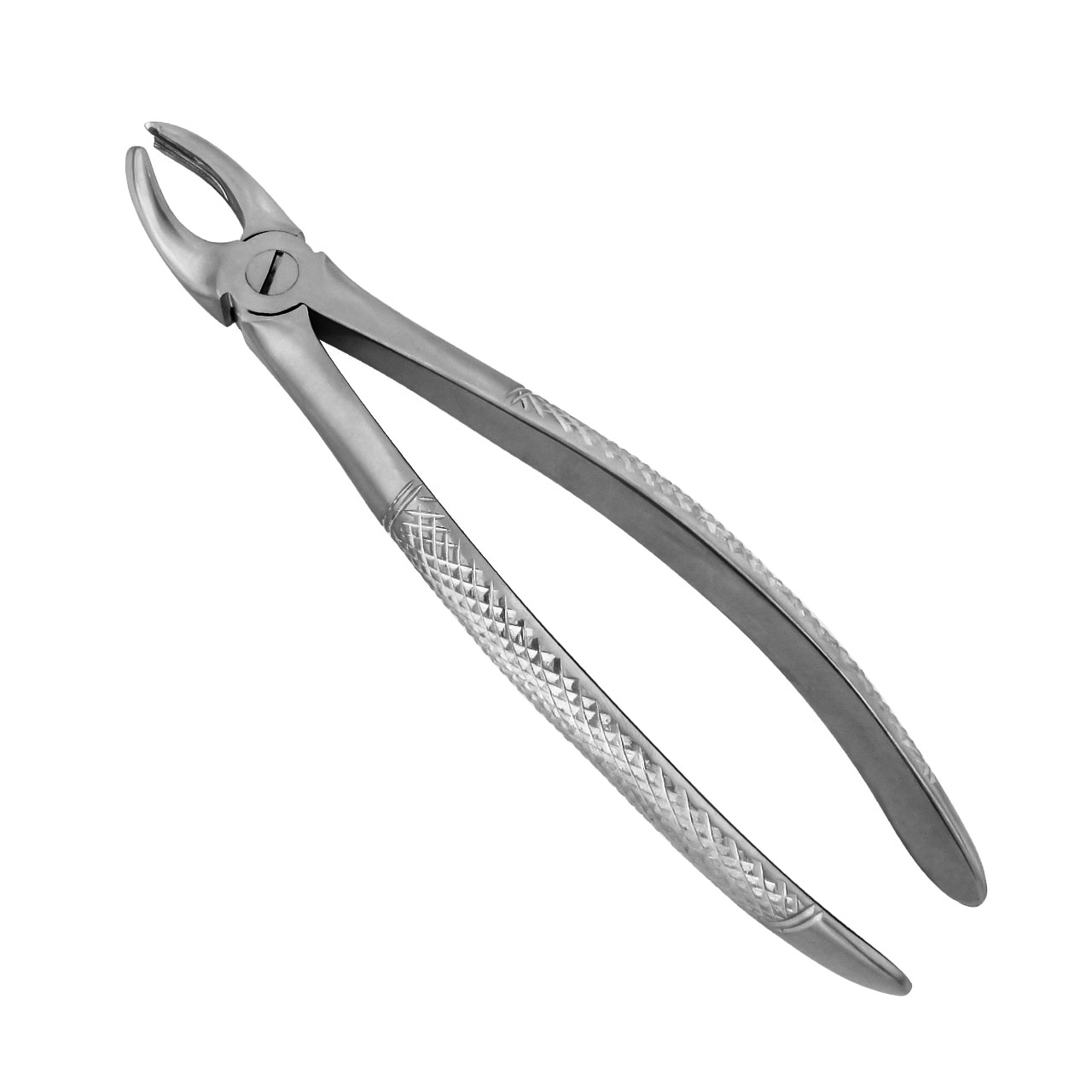 a pair of stainless steel dental pliers on a white background