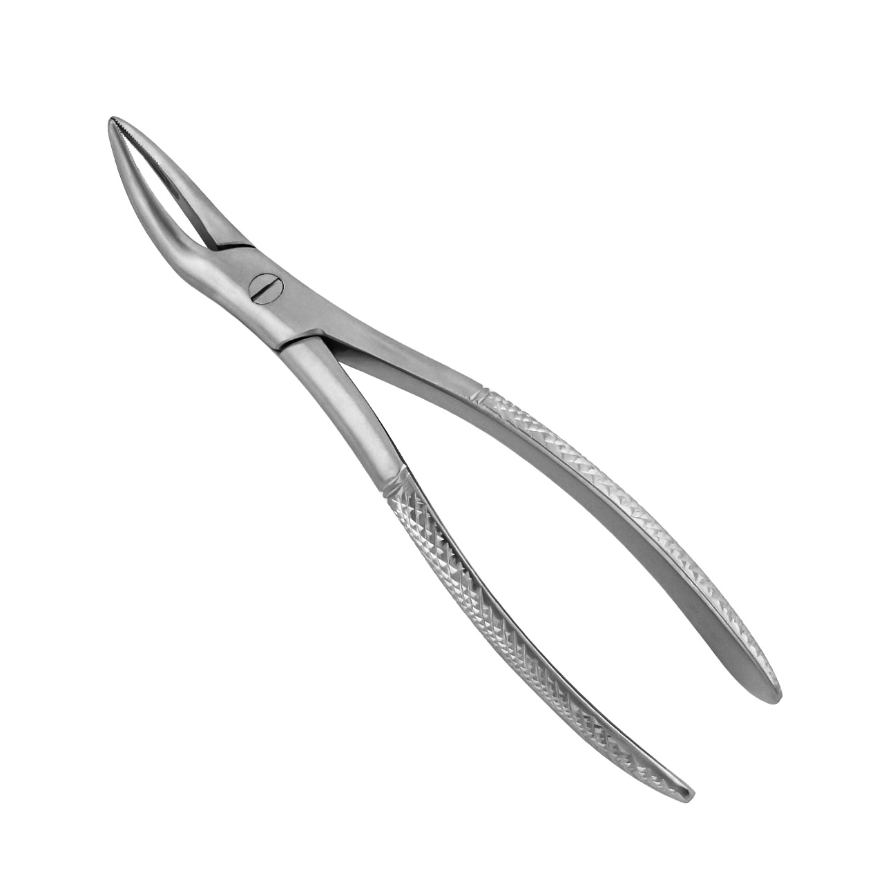 a pair of stainless steel dental pliers on a white background