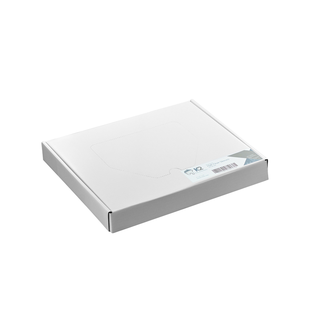 a white cardboard box with a sticker on it