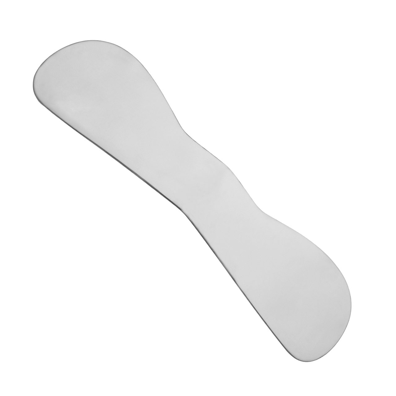 a white spoon with a curved handle on a white background
