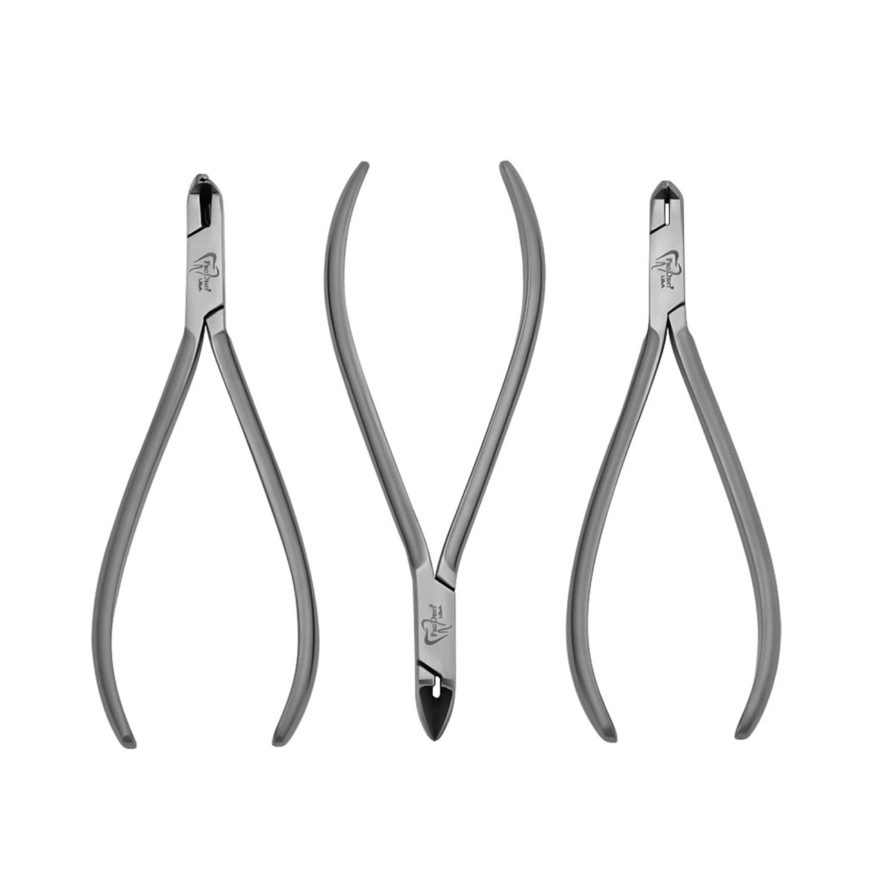 a set of three pliers on a white background .