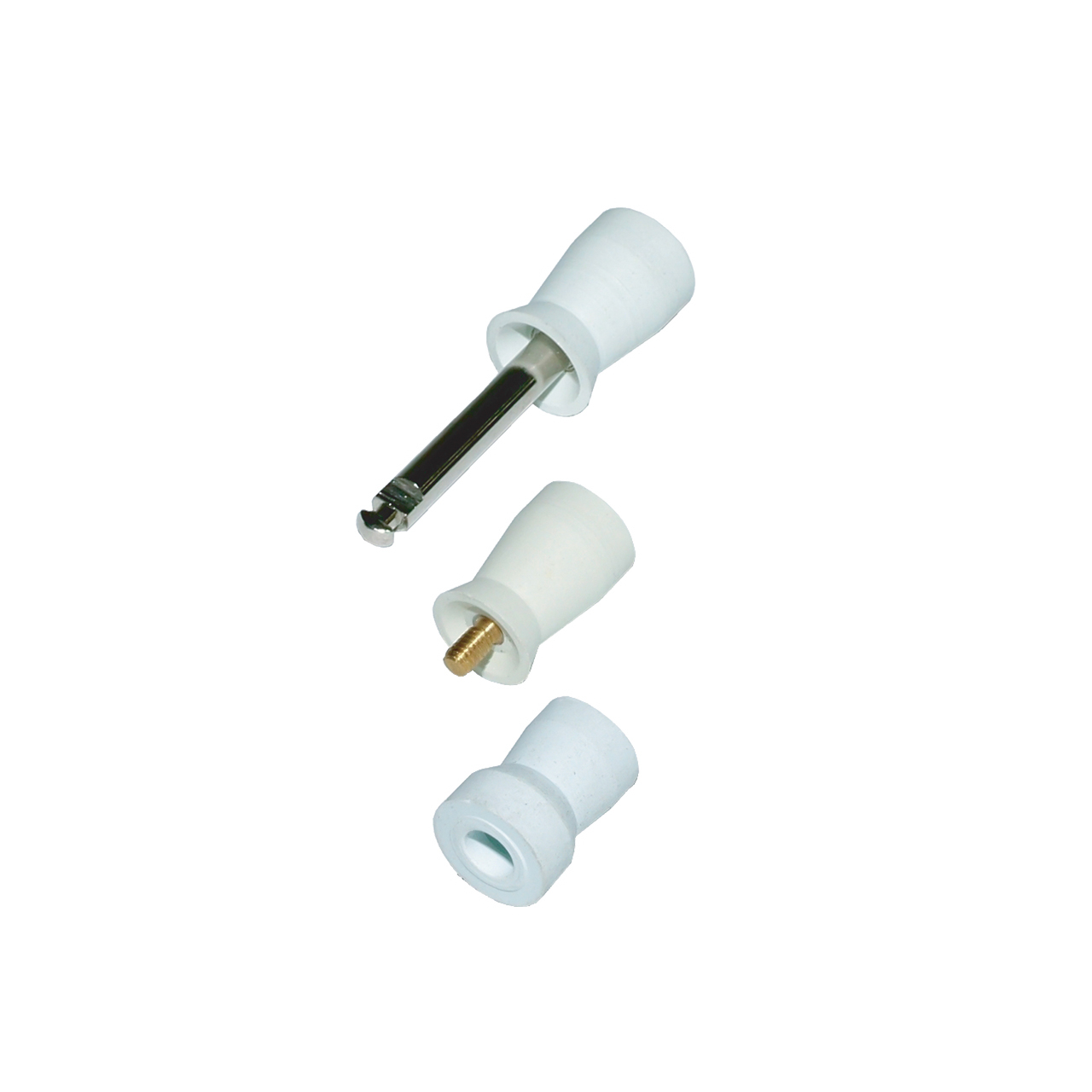 three white prophy cups on a white background