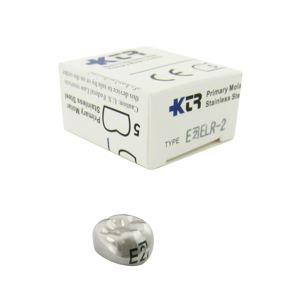 a box of stainless steel dental crowns is sitting on a table