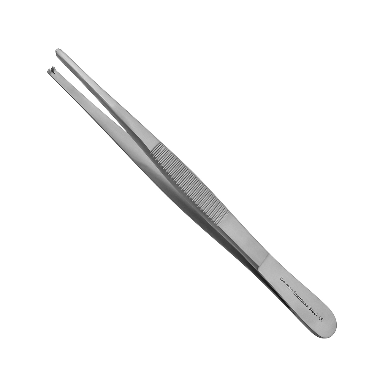 a pair of stainless steel tweezers on a white background .