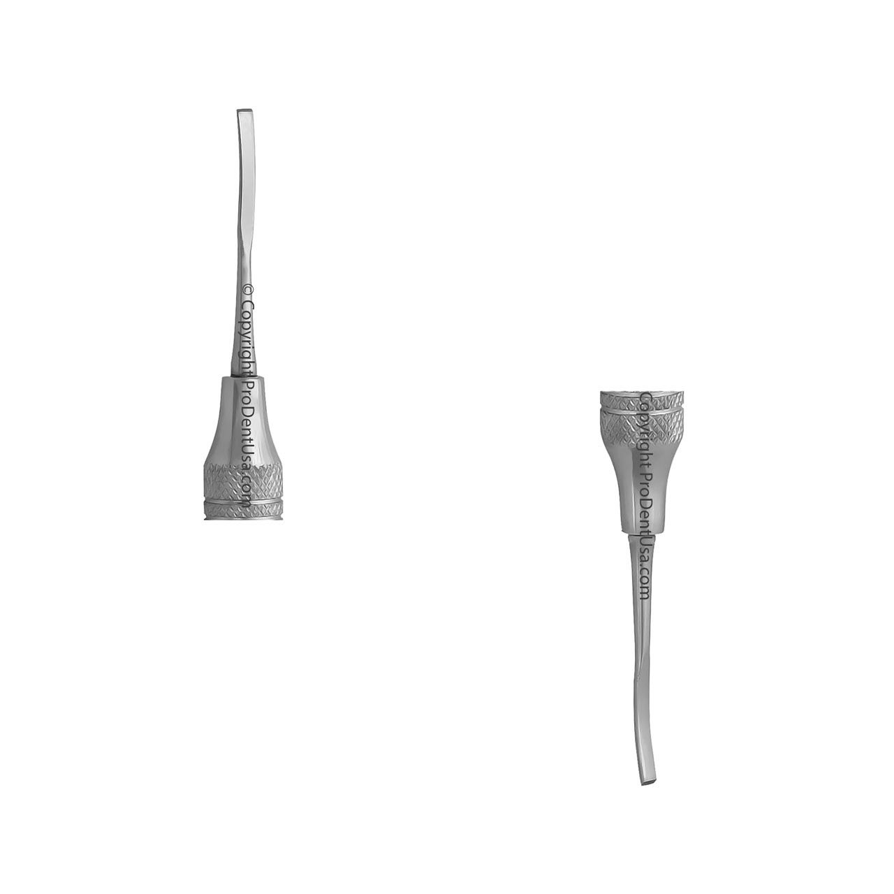 parts of stainless steel dental tool on a white background
